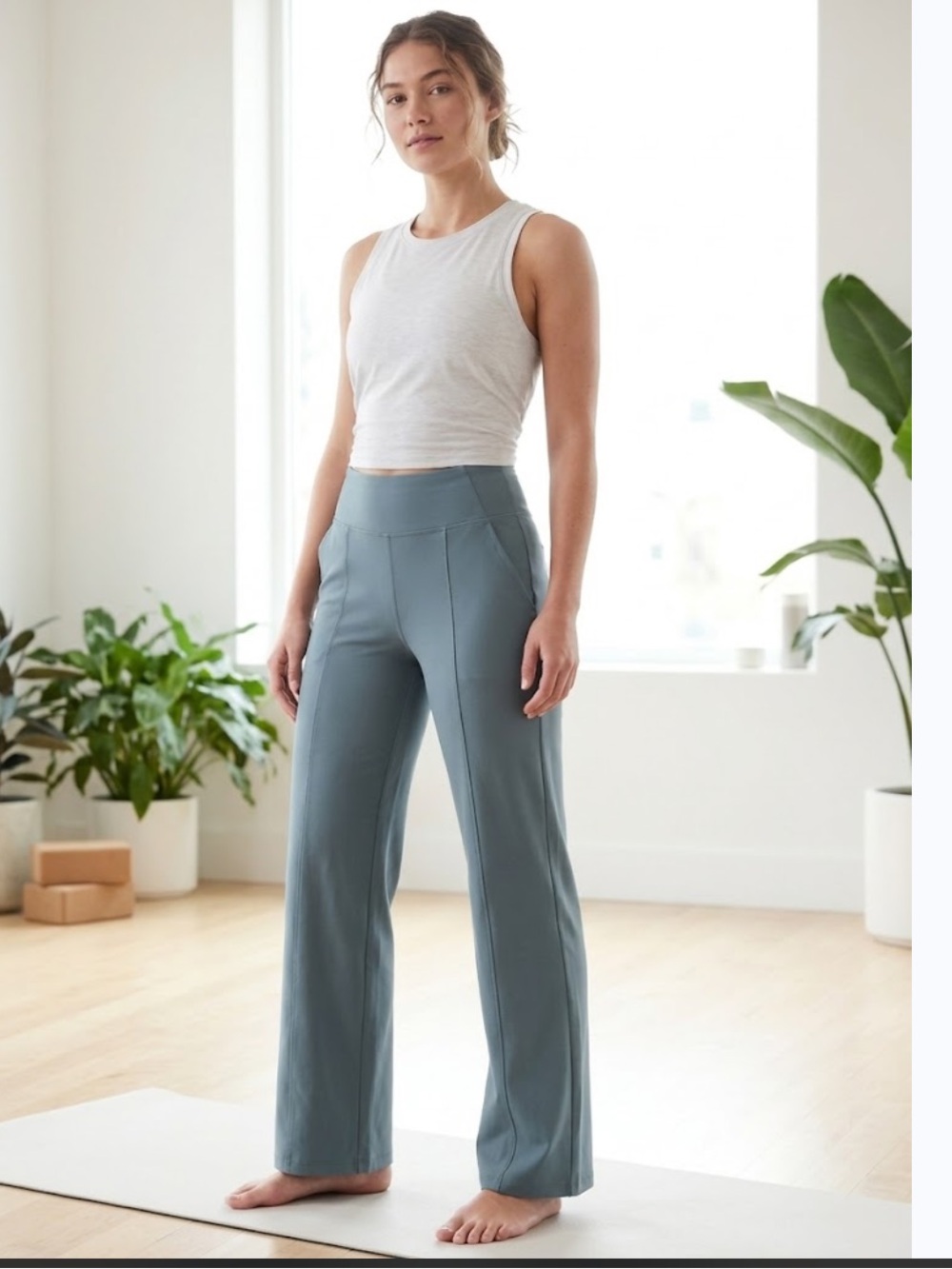 Athleta Cosmic Kick Flare Pants Slate Teal Stretch Work Travel.